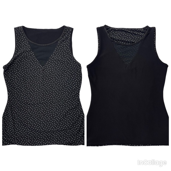 White House Black Market Black appl a Dot Reversible V-neck liquid Jersey top XS - Picture 1 of 6